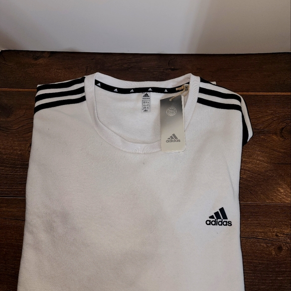 Adidas white crewneck sweater 2xl M 3S FL CREW - Picture 2 of 3
